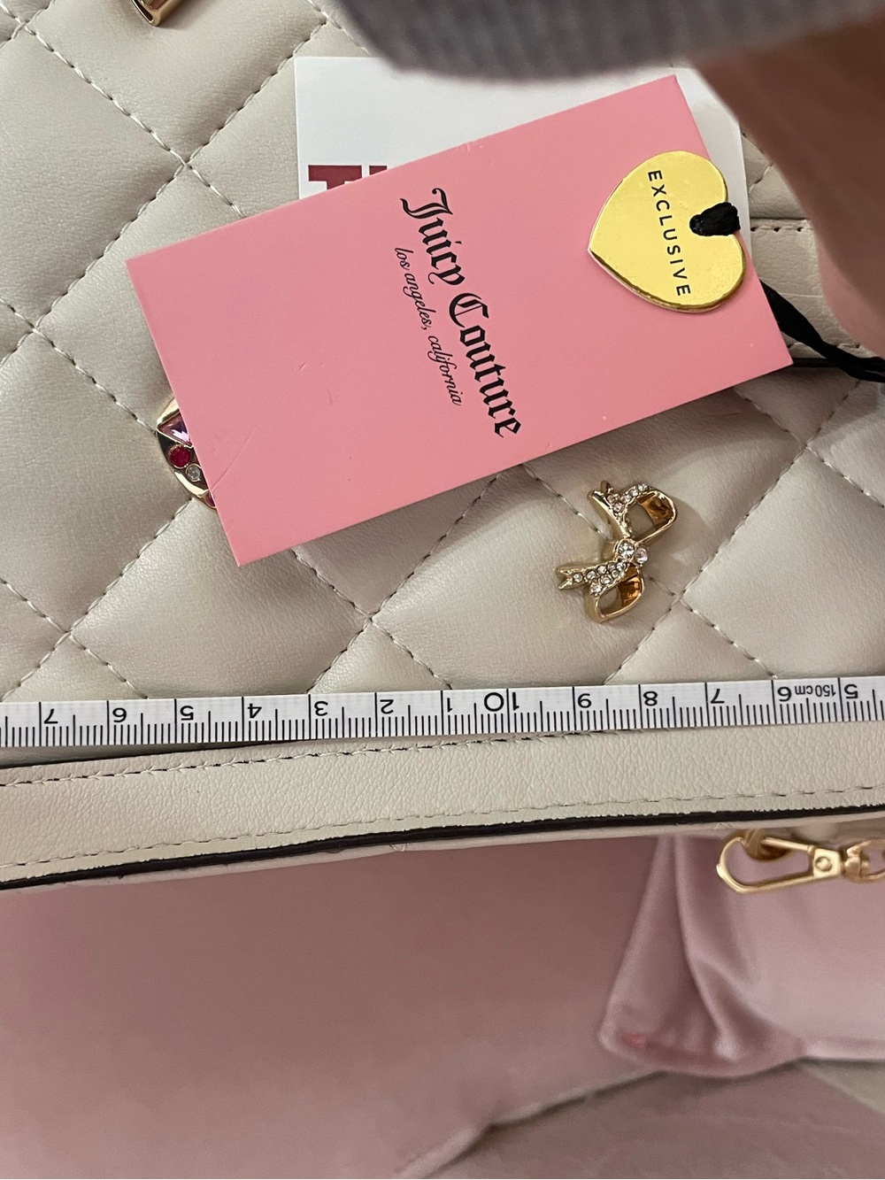 Juicy Couture Cream Quilted Satchel with Gold Charm Accents - Picture 8 of 8